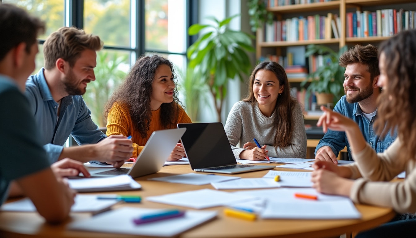 découvrez comment la réalisation d'exposés en groupe favorise la collaboration entre étudiants, renforçant leurs compétences en communication et en travail d'équipe.