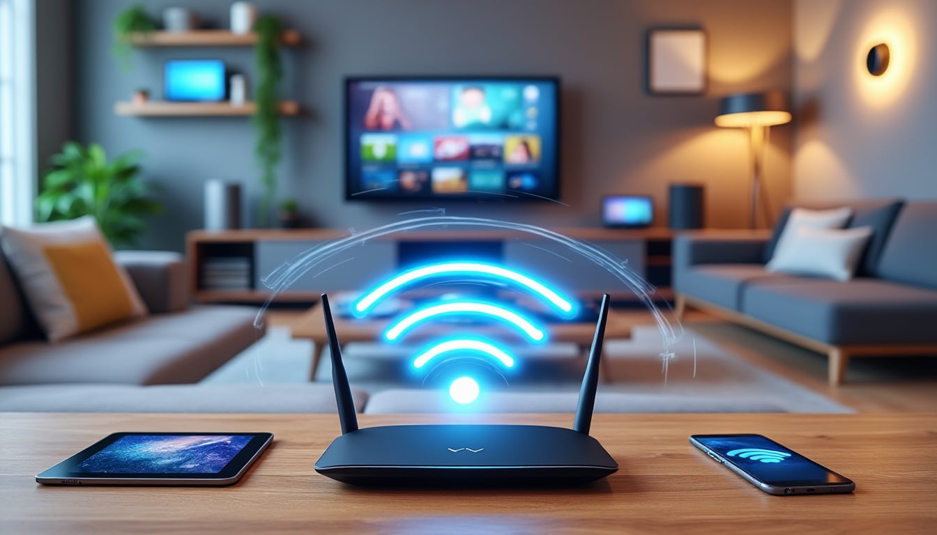 optimisez la connexion simultanée de vos appareils domestiques grâce à la gestion intelligente de la bande passante de votre routeur wi-fi pour une expérience internet fluide et sans interruption.
