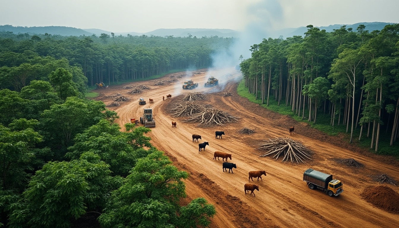 analyse de l'impact de l'expansion de l'élevage bovin sur la déforestation de la forêt amazonienne et ses conséquences environnementales.