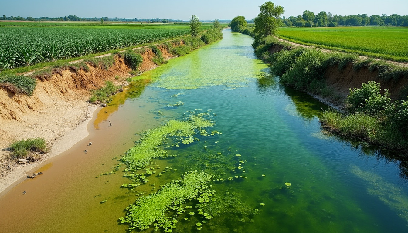 découvrez comment le ruissellement des engrais phosphatés provoque l'eutrophisation des cours d'eau, ses impacts sur l'écosystème aquatique et les solutions pour limiter cette pollution.